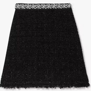 kate spade- $278 Embellished Tweed Skirt in “Black”, NWT. Size 12.